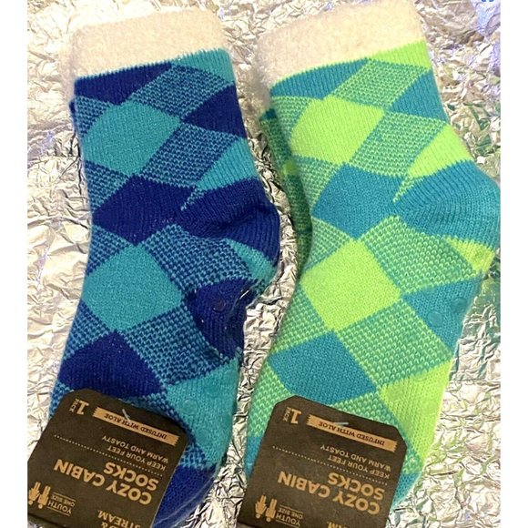 Field Stream Children’s Plush Slipper Socks Argyle Youth - Picture 1 of 2